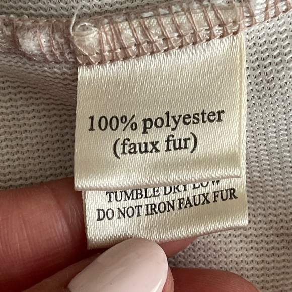 Dylan Chevron Faux Fur Long Sleeve Sweater Women's Size S Brown Tan Cozy - Picture 10 of 11